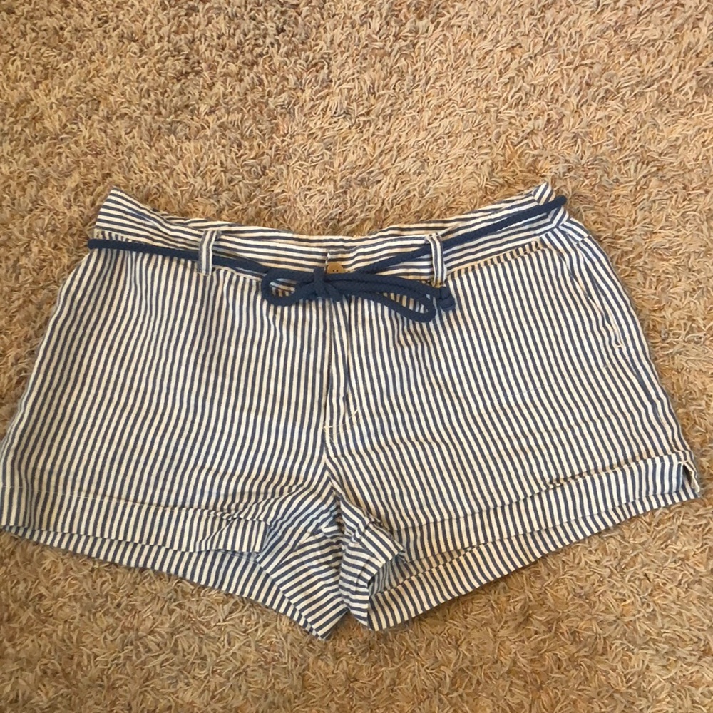 Blue and white striped shorts
